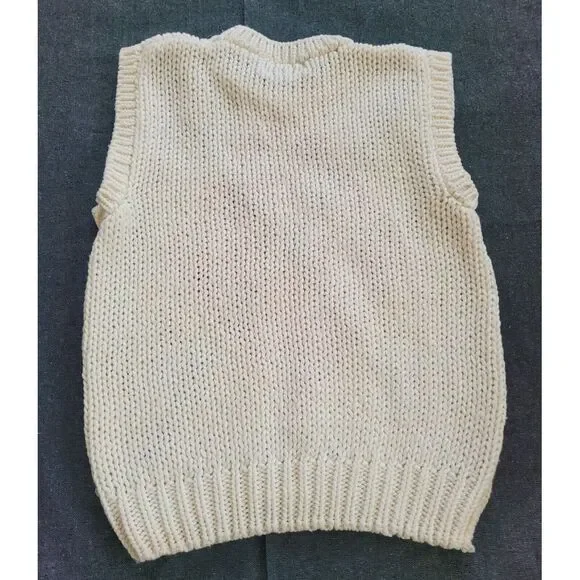 Vintage 60s 70s Ivory White Pink Sweater Vest Argyle Size XS/S Mod Coquette - Picture 11 of 11